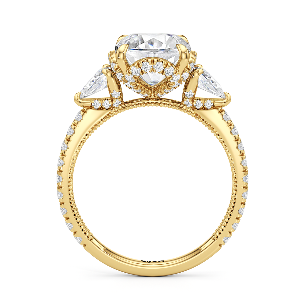 The Chrysler Tier Ring with Cushion Cut Diamond in 14KT Yellow Gold view 3
