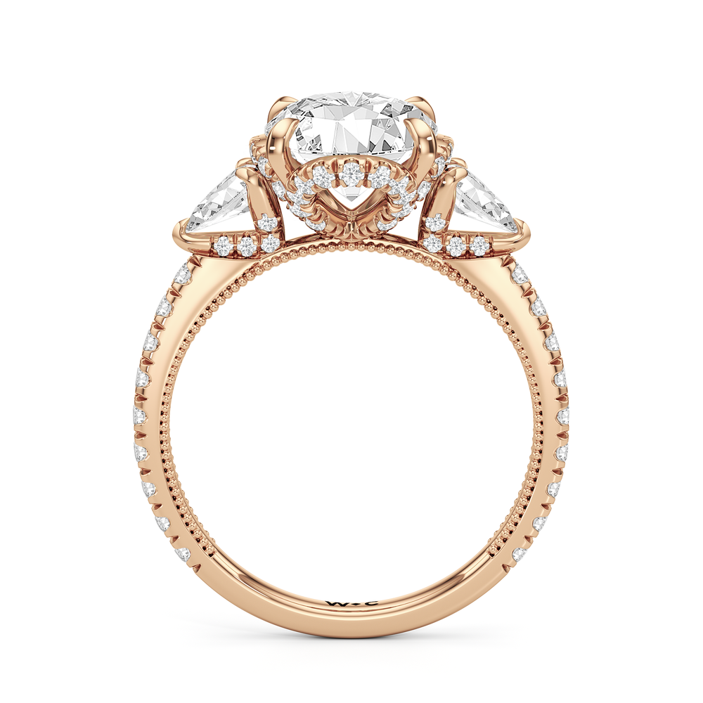 The Chrysler Tier Ring with Oval Cut Diamond in 14KT Rose Gold view 3
