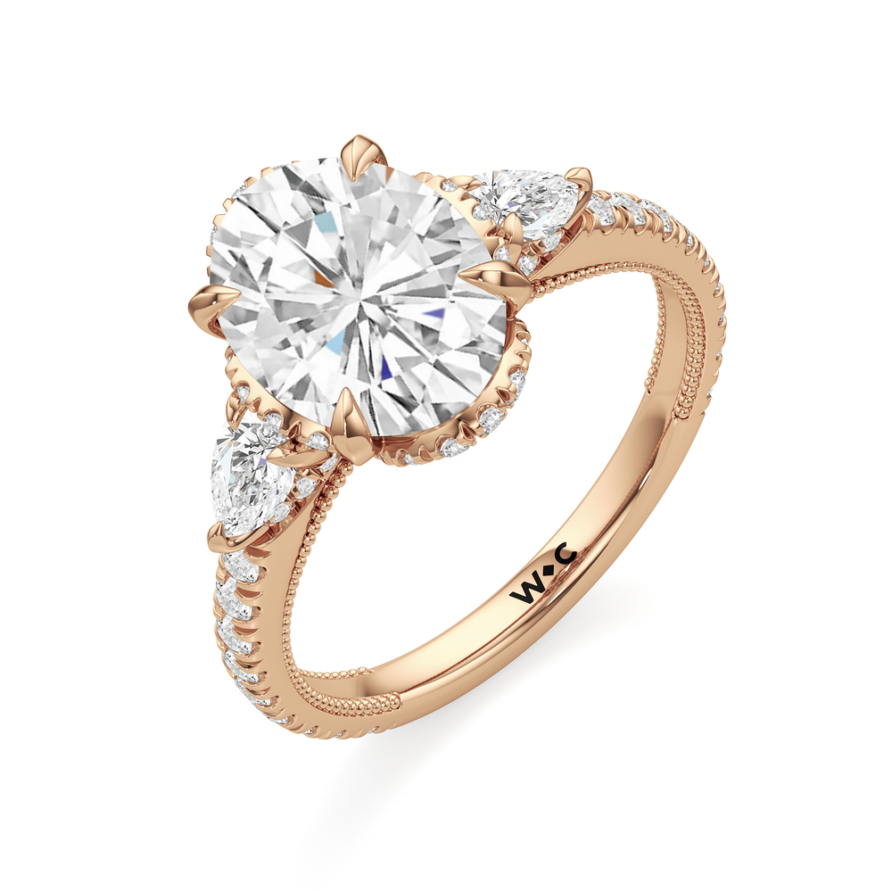 The Chrysler Tier Ring with Oval Cut Diamond in 14KT Rose Gold view 4
