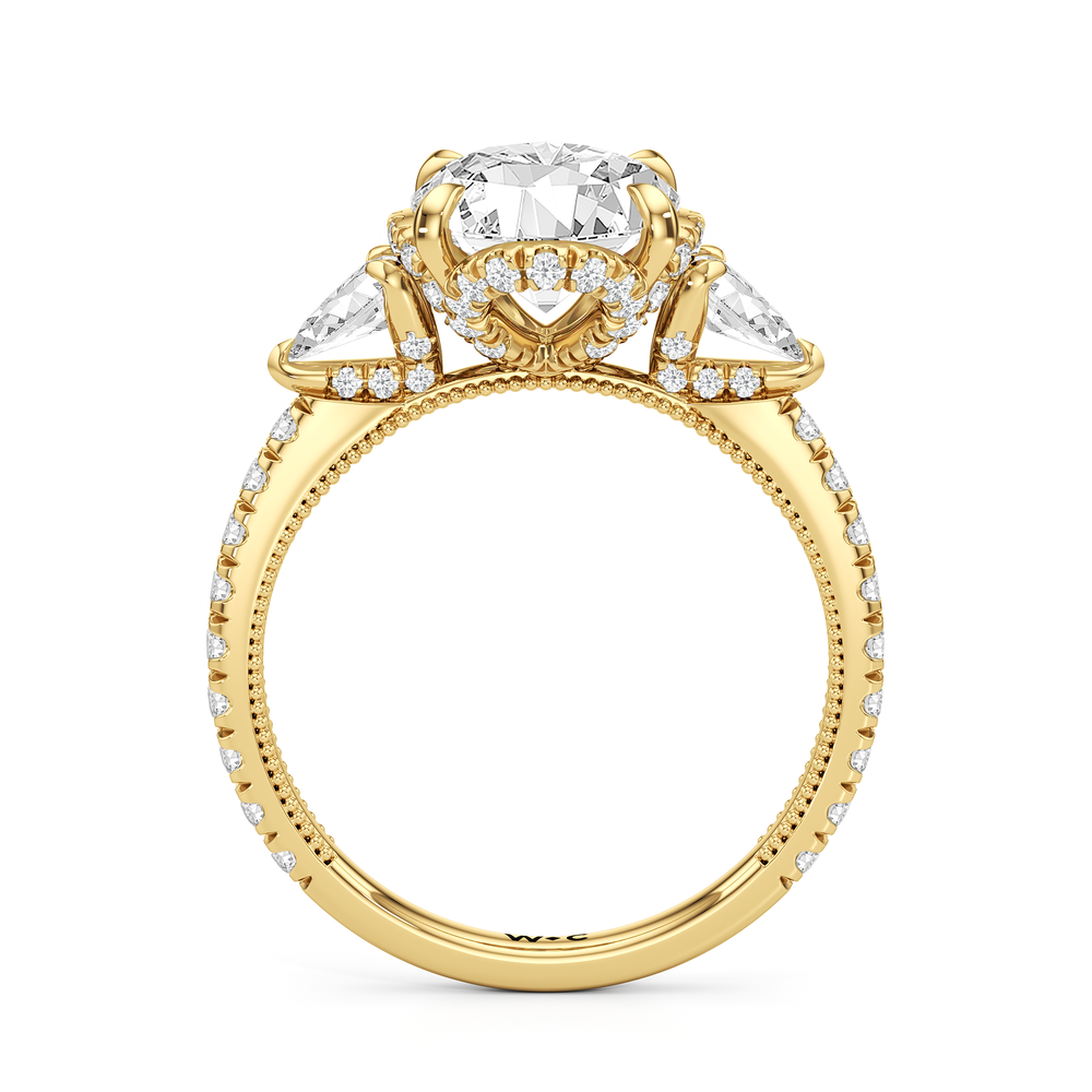 The Chrysler Tier Ring with Oval Cut Diamond in 14KT Yellow Gold view 3
