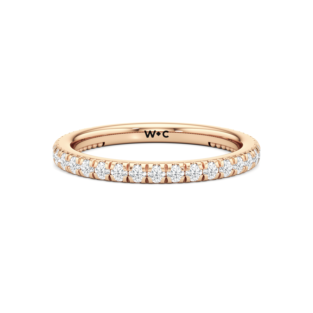 The Peony Wedding Band with 18KT Rose Gold Cut Diamond in 14KT Rose Gold view 1
