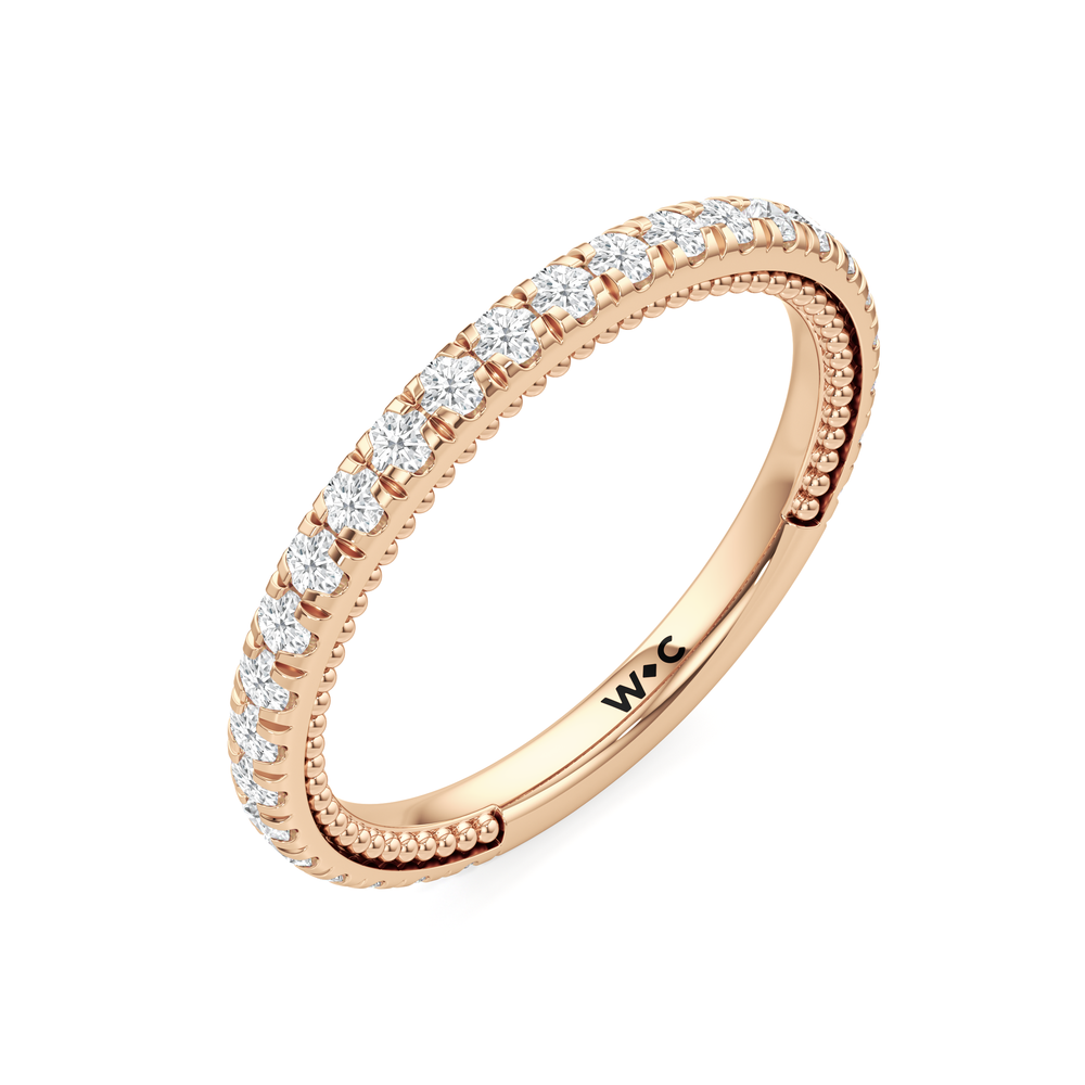 The Peony Wedding Band with 18KT Rose Gold Cut Diamond in 14KT Rose Gold view 4
