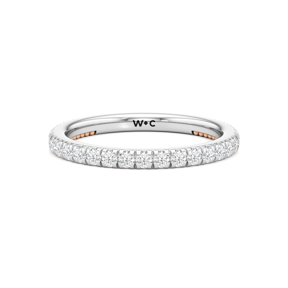 The Peony Wedding Band with 18KT White & Rose Gold Cut Diamond in 14KT White & Rose Gold view 1
