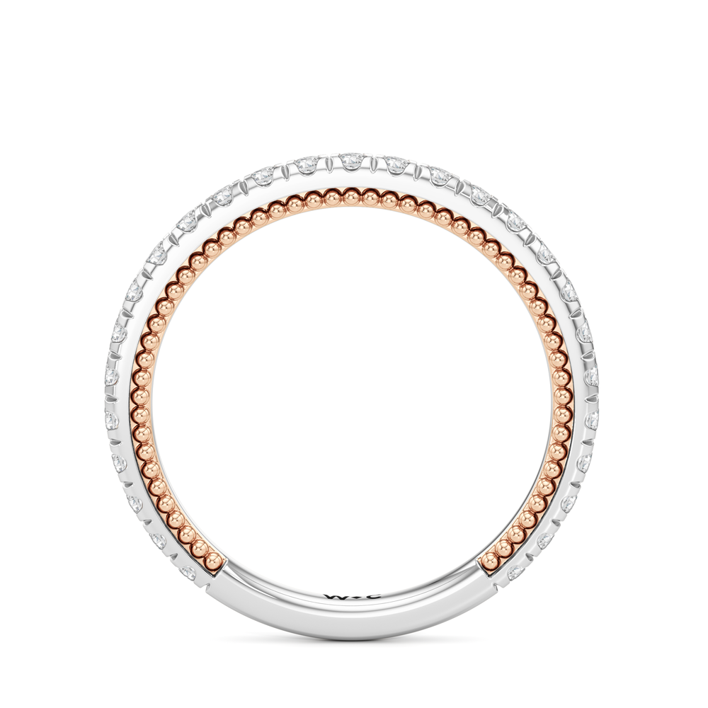 The Peony Wedding Band with 18KT White & Rose Gold Cut Diamond in 14KT White & Rose Gold view 2
