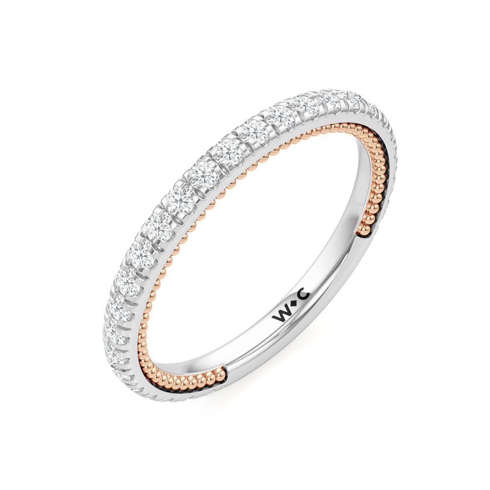 The Peony Wedding Band with 18KT White & Rose Gold Cut Diamond in 14KT White & Rose Gold view 4
