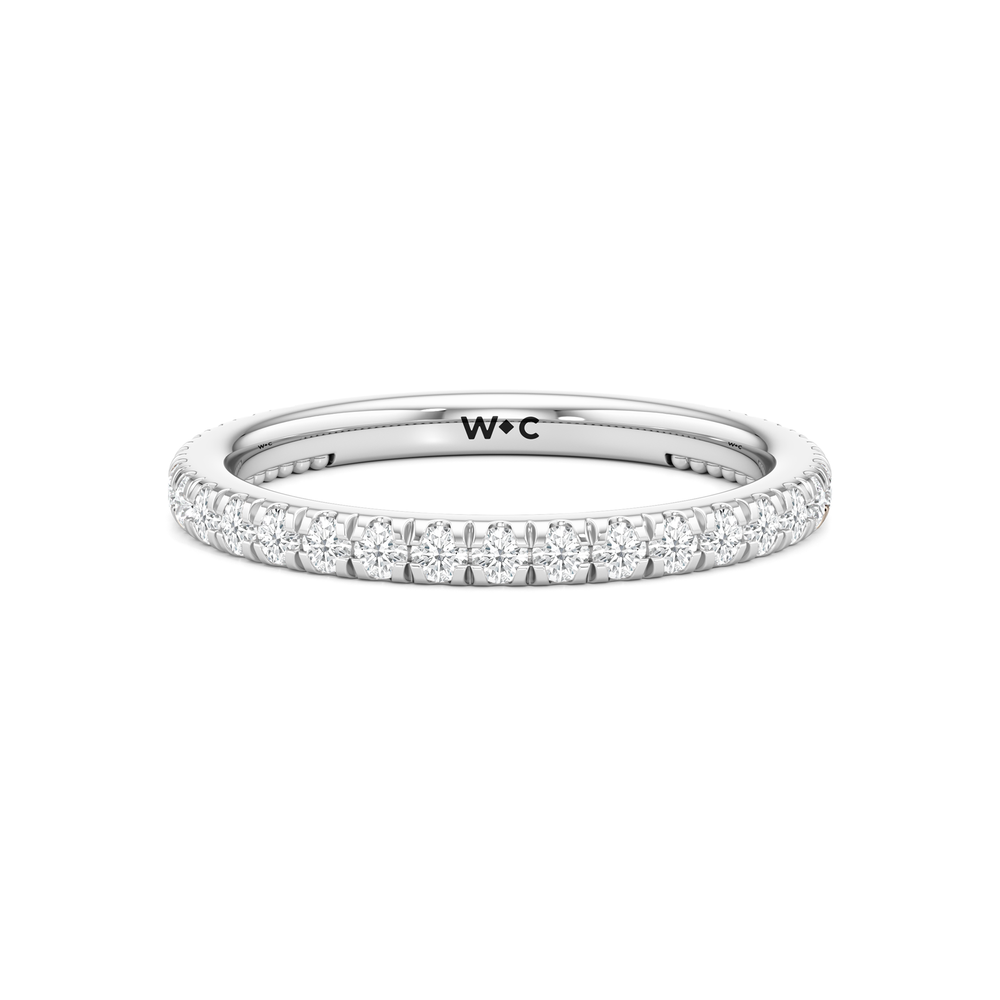 The Peony Wedding Band with Platinum Cut Diamond in 14KT Platinum view 1
