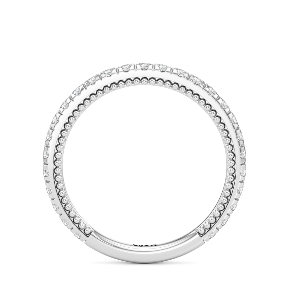 The Peony Wedding Band with Platinum Cut Diamond in 14KT Platinum view 2
