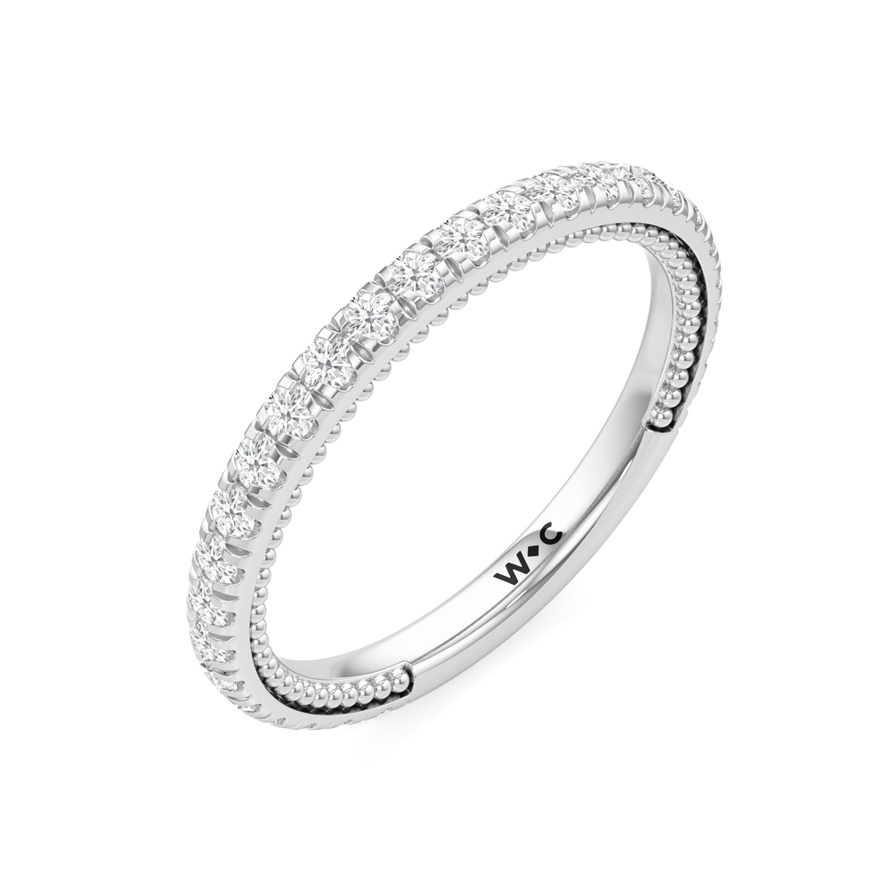 The Peony Wedding Band with Platinum Cut Diamond in 14KT Platinum view 4
