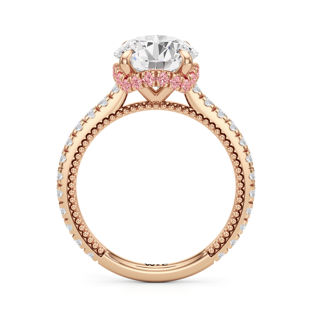 The Peony Ring with Round Cut Diamond in 14KT Rose Gold view 4
