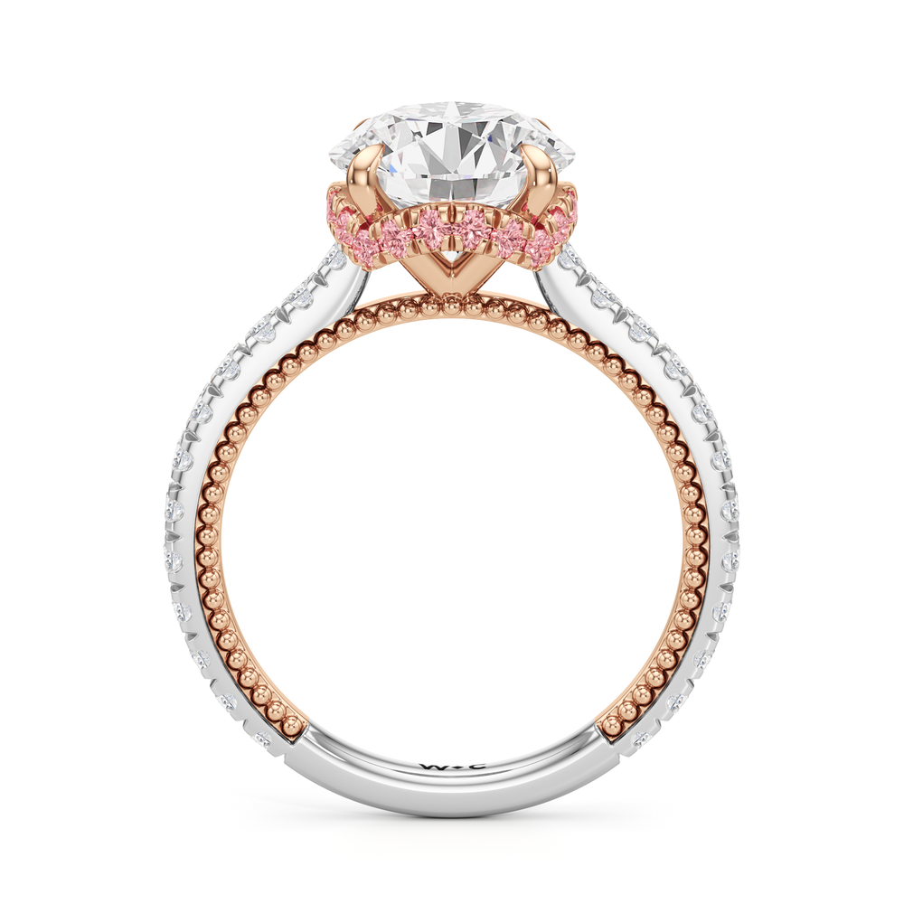 The Peony Ring with Round Cut Diamond in 14KT White & Rose Gold view 4
