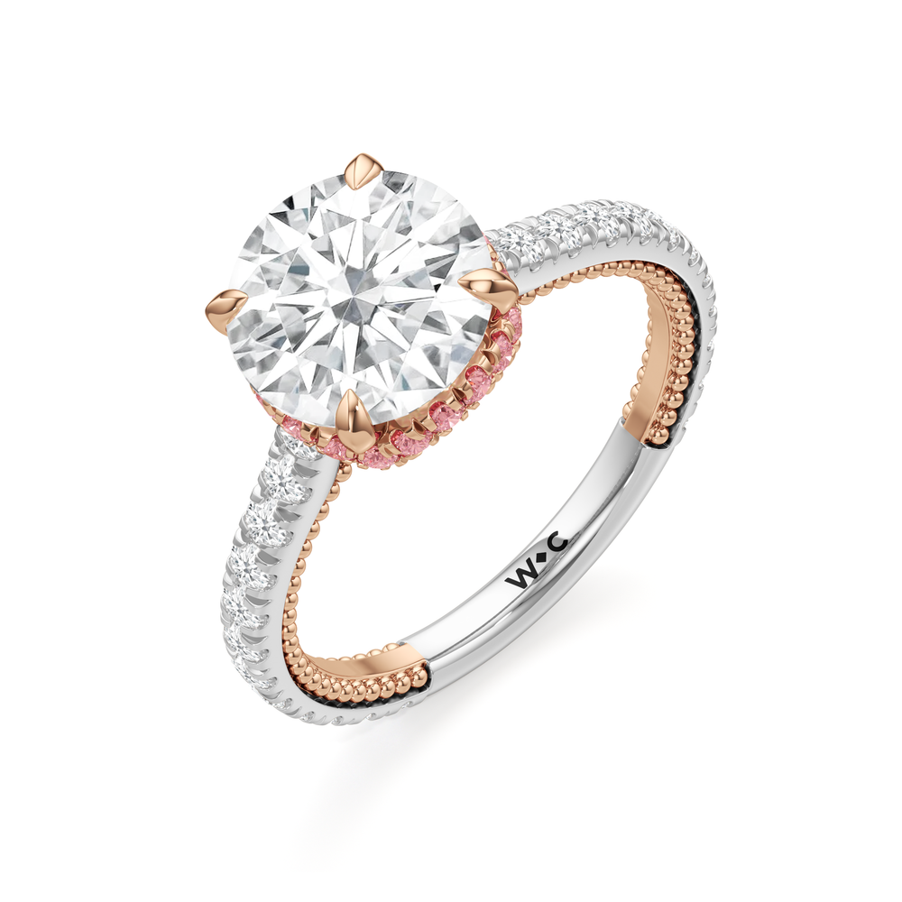 The Peony Ring with Round Cut Diamond in 14KT White & Rose Gold view 5
