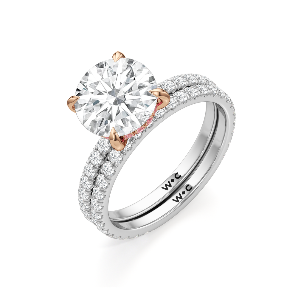 The Rose Wedding Band with Platinum Cut Diamond in 14KT Platinum view 3

