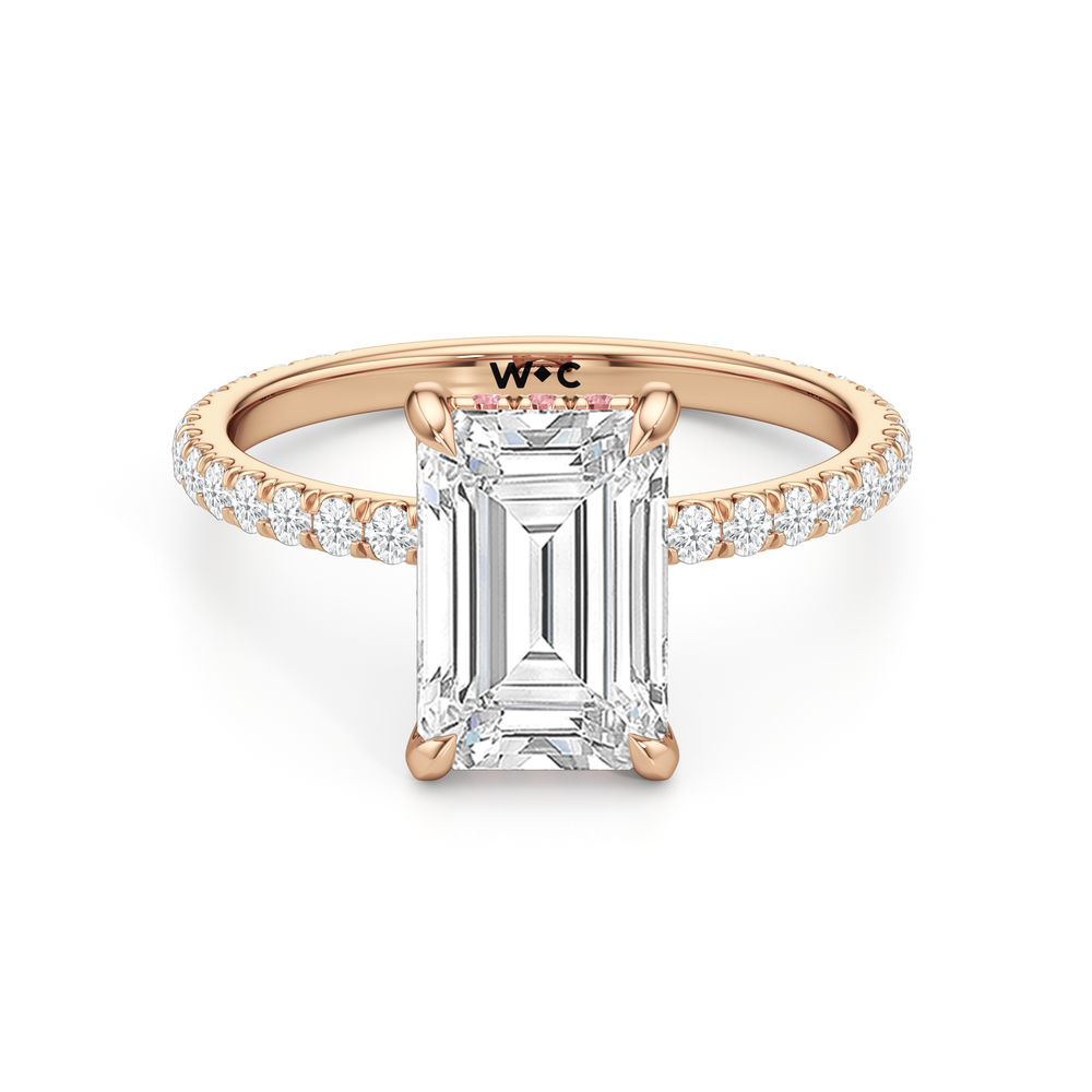 Emerald Cut The Rose Ring with Lab Grown Diamond in 14KT Rose Gold view 1
