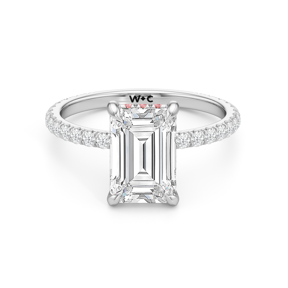 Emerald Cut The Rose Ring with Lab Grown Diamond in 14KT Platinum view 1
