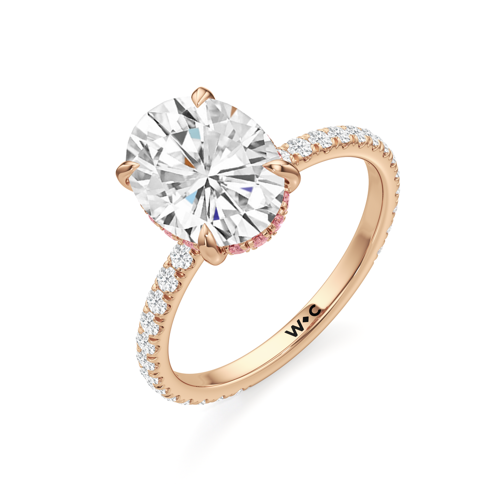 Oval Cut The Rose Ring with Lab Grown Diamond in 14KT Rose Gold view 3

