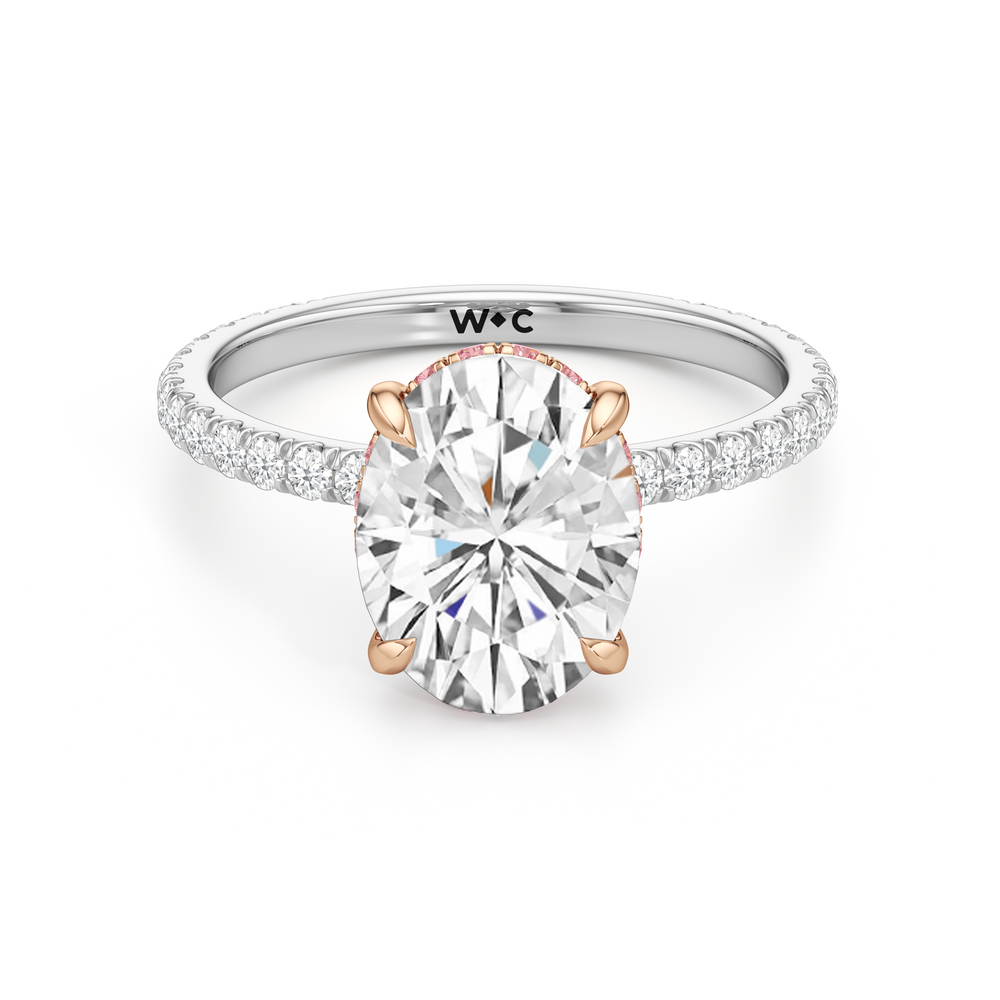 Oval Cut The Rose Ring with Lab Grown Diamond in 14KT White & Rose Gold view 1
