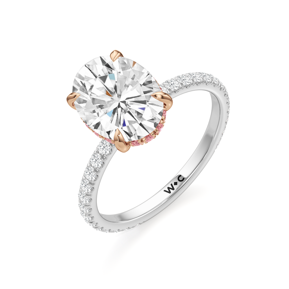 The Rose Ring with Oval Cut Diamond in 14KT White & Rose Gold view 3
