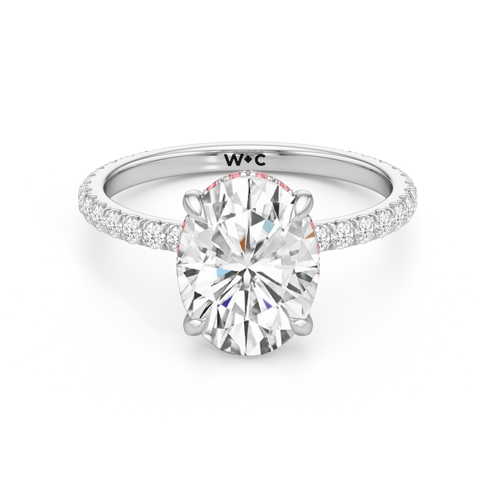 Oval Cut The Rose Ring with Lab Grown Diamond in 14KT Platinum view 1
