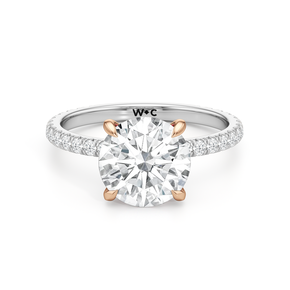 Round Cut The Rose Ring with Lab Grown Diamond in 14KT White & Rose Gold view 1
