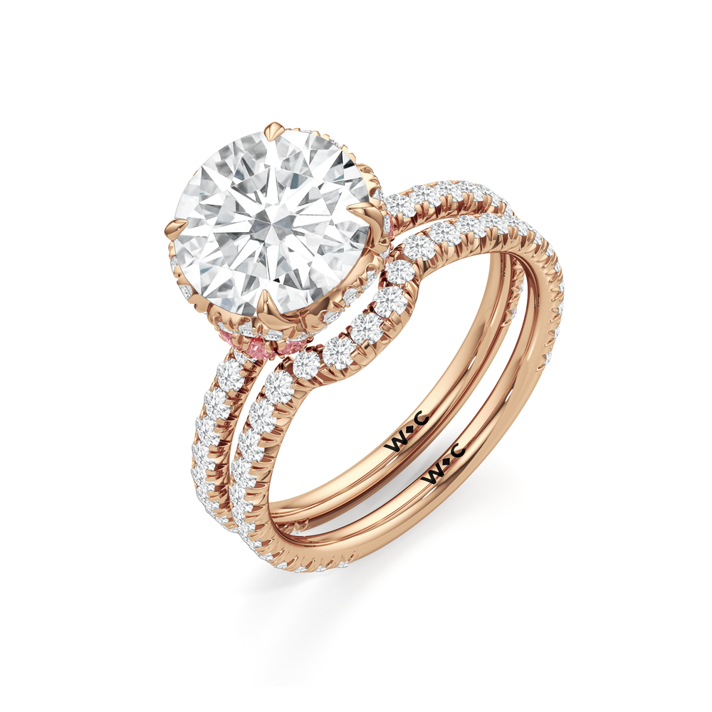 The Petaline Wedding Band with 18KT Rose Gold Cut Diamond in 14KT Rose Gold view 3
