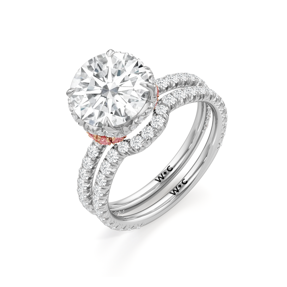 The Petaline Wedding Band with Platinum Cut Diamond in 14KT Platinum view 3
