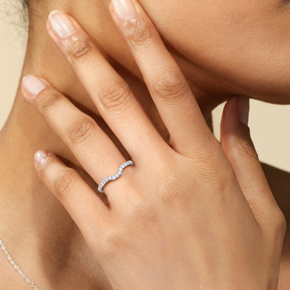 The Petaline Wedding Band with 18KT Rose Gold Cut Diamond in 14KT Rose Gold view 6
