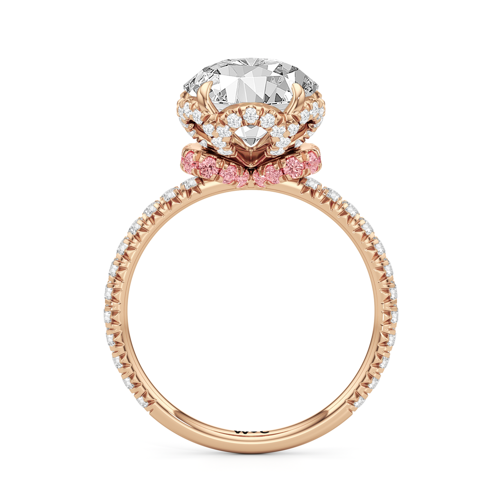 The Petaline Ring with Round Cut Diamond in 14KT Rose Gold view 2
