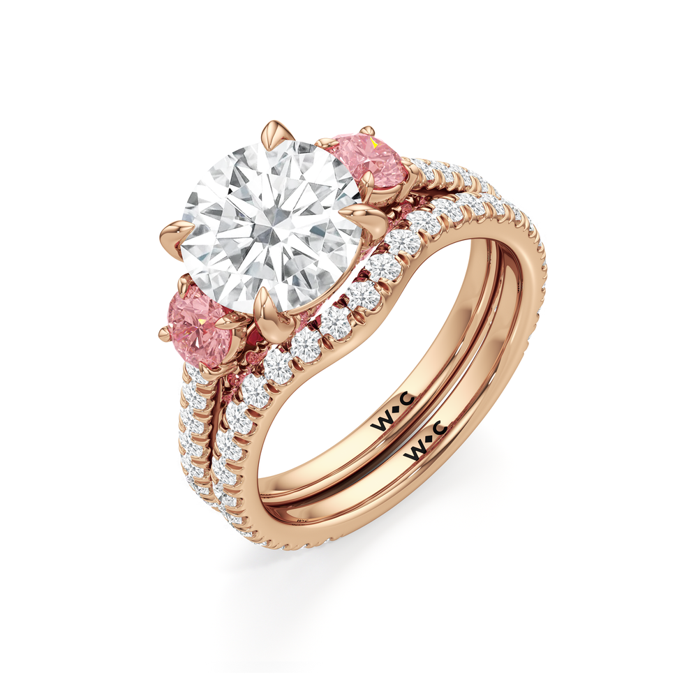 The Rosaline Wedding Band with 18KT Rose Gold Cut Diamond in 14KT Rose Gold view 3
