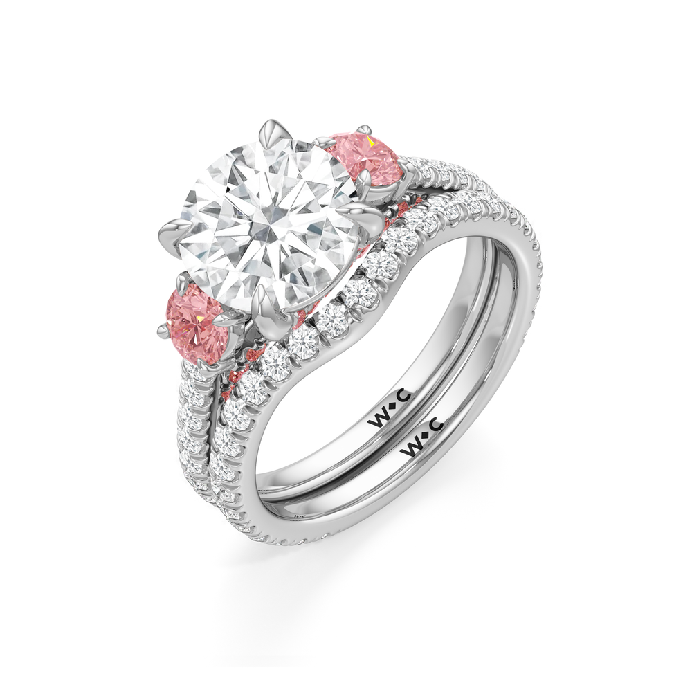 The Rosaline Wedding Band with Platinum Cut Diamond in 14KT Platinum view 3
