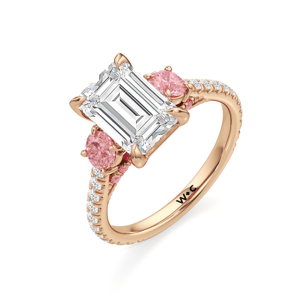 The Rosaline Ring with Emerald Cut Diamond in 14KT Rose Gold view 3
