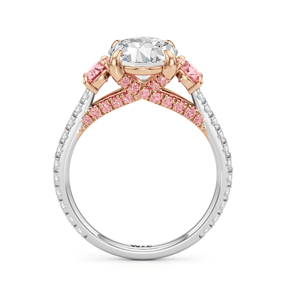 The Rosaline Ring with Oval Cut Diamond in 14KT White & Rose Gold view 2
