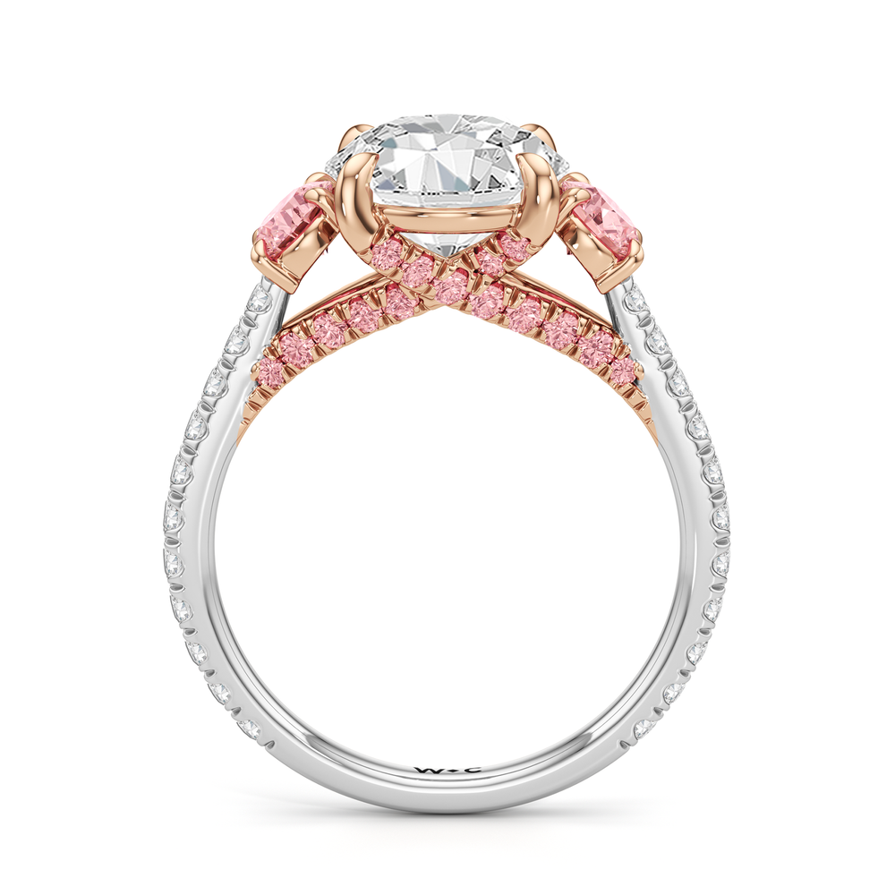 The Rosaline Ring with Round Cut Diamond in 14KT White & Rose Gold view 2
