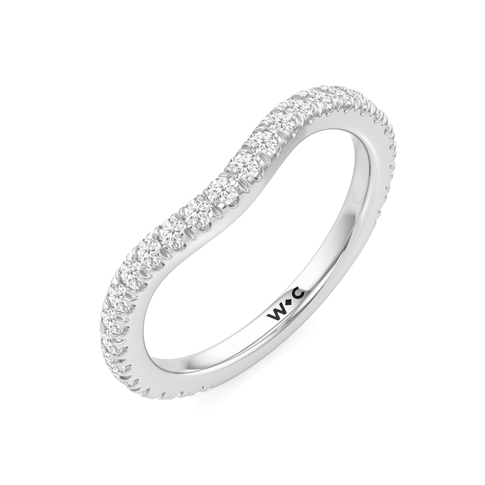 The Surrey Diamond Wedding Band with Platinum Cut Diamond in 14KT Platinum view 4
