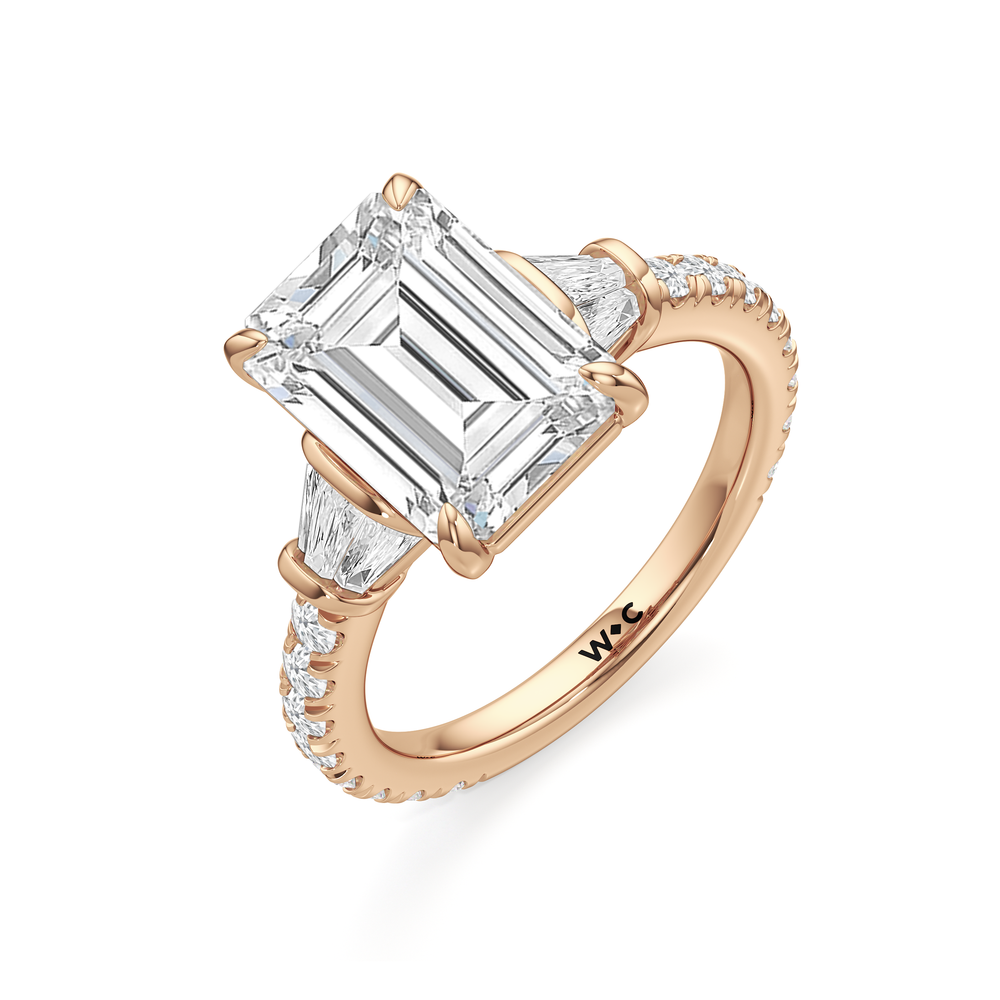 The Surrey Ring with Emerald Cut Diamond in 14KT Rose Gold view 4
