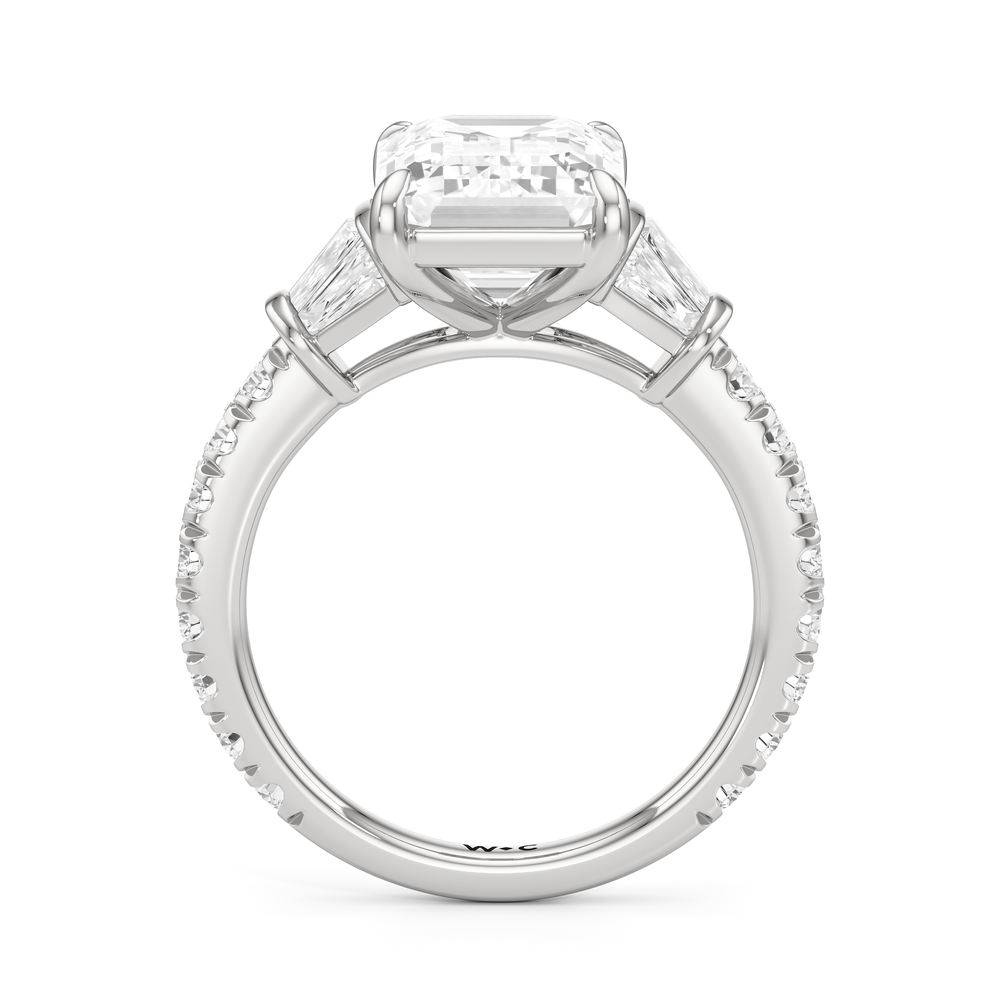 The Surrey Ring with Emerald Cut Diamond in 14KT Platinum view 3
