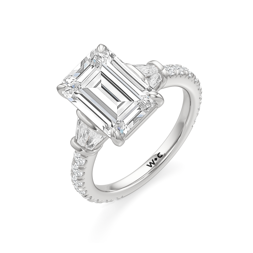 The Surrey Ring with Emerald Cut Diamond in 14KT Platinum view 4
