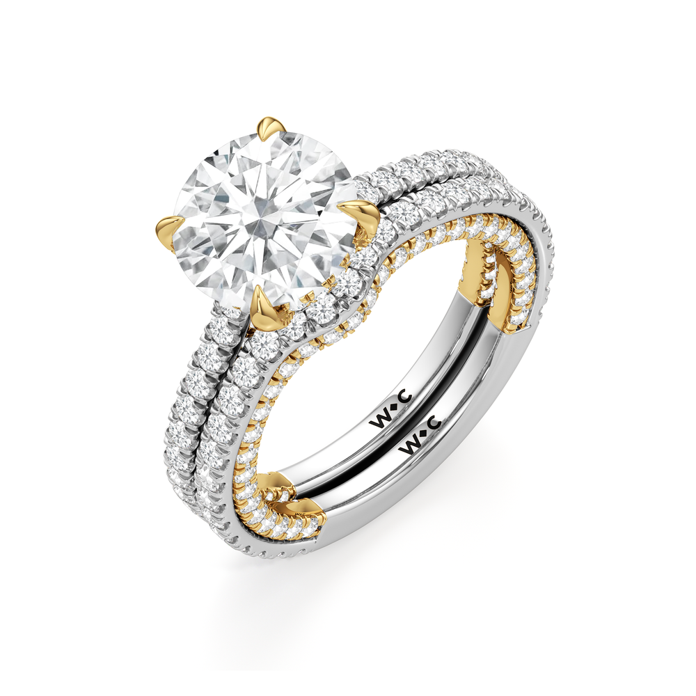 The Cooper Ring with Round Cut Diamond in 14KT White & Yellow Gold view 5
