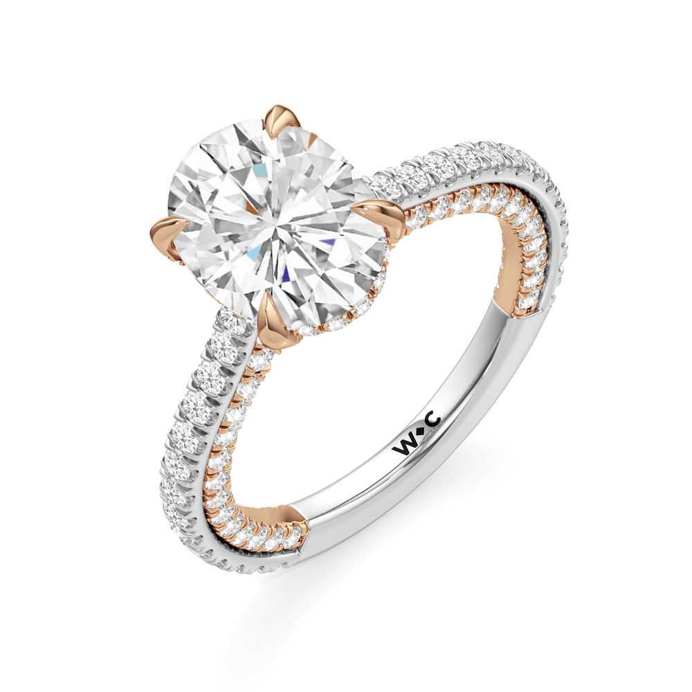 The Cooper Ring with Oval Cut Diamond in 14KT White & Rose Gold view 4
