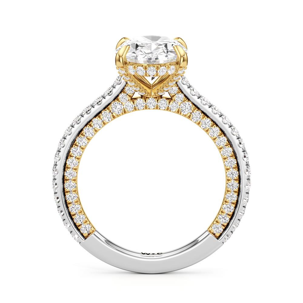 The Cooper Ring with Oval Cut Diamond in 14KT White & Yellow Gold view 3
