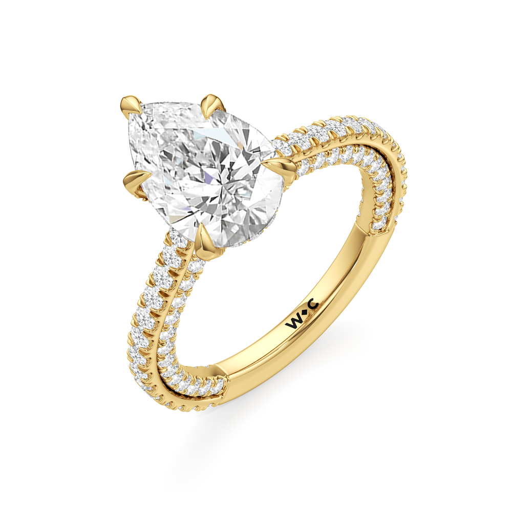 The Cooper Ring with Pear Cut Diamond in 14KT Yellow Gold view 4
