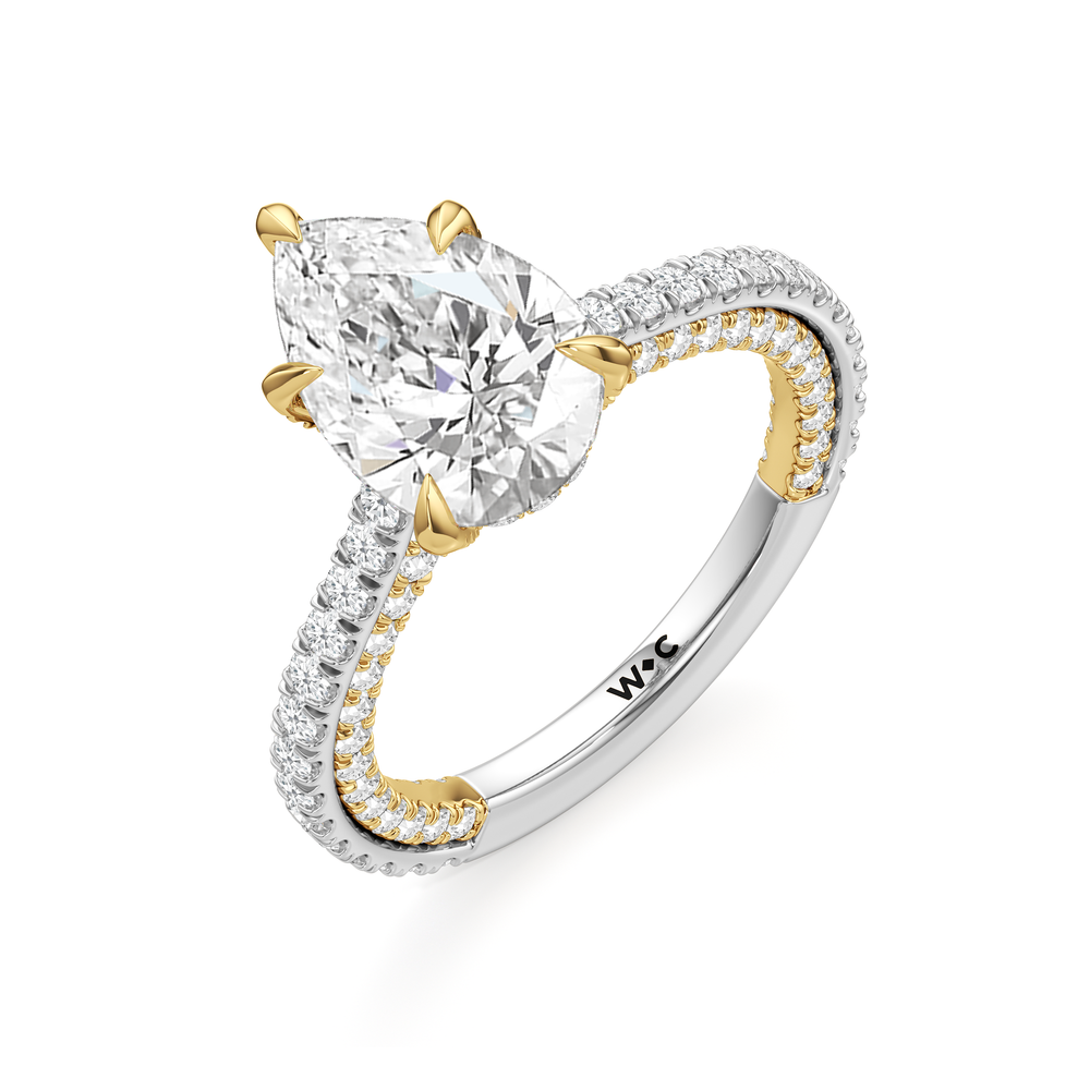 The Cooper Ring with Pear Cut Diamond in 14KT White & Yellow Gold view 4
