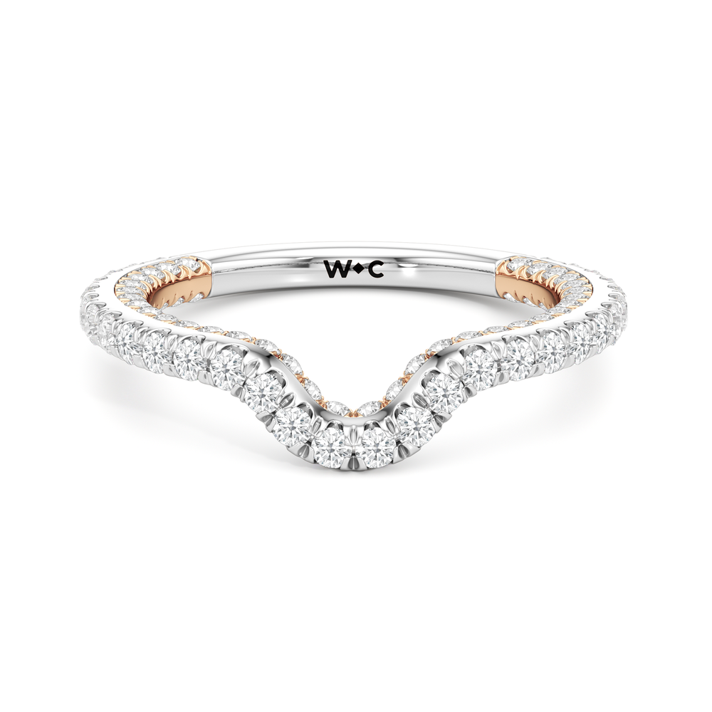 The Chrysler Baguette Three Stone Diamond Wedding Band with 18KT White & Rose Gold Cut Diamond in 14KT White & Rose Gold view 2
