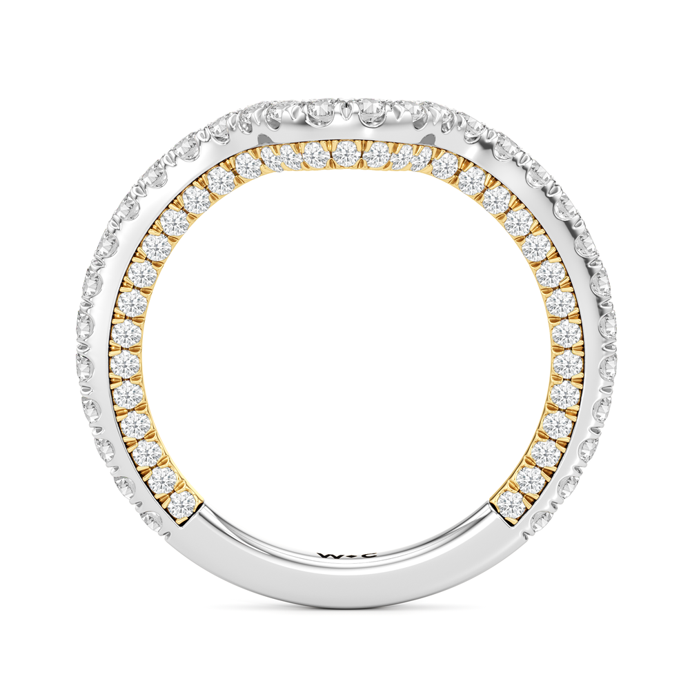 The Chrysler Baguette Three Stone Diamond Wedding Band with 18KT White & Yellow Gold Cut Diamond in 14KT White & Yellow Gold view 3
