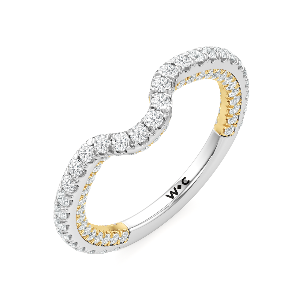The Chrysler Baguette Three Stone Diamond Wedding Band with 18KT White & Yellow Gold Cut Diamond in 14KT White & Yellow Gold view 4
