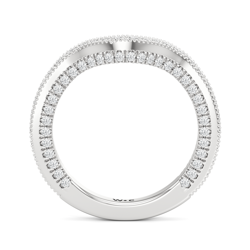 The Chrysler Pear Three Stone Diamond Wedding Band with Platinum Cut Diamond in 14KT Platinum view 3
