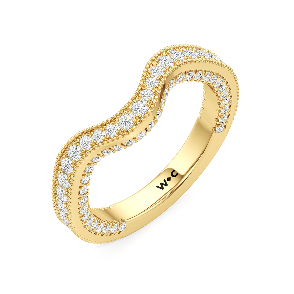 The Chrysler Pear Three Stone Diamond Wedding Band with 18KT Yellow Gold Cut Diamond in 14KT Yellow Gold view 4
