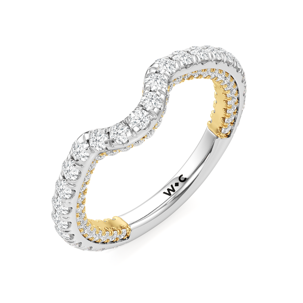 The Chrysler Pavé Diamond Wedding Band with 18KT White & Yellow Gold Cut Diamond in 14KT White & Yellow Gold view 4
