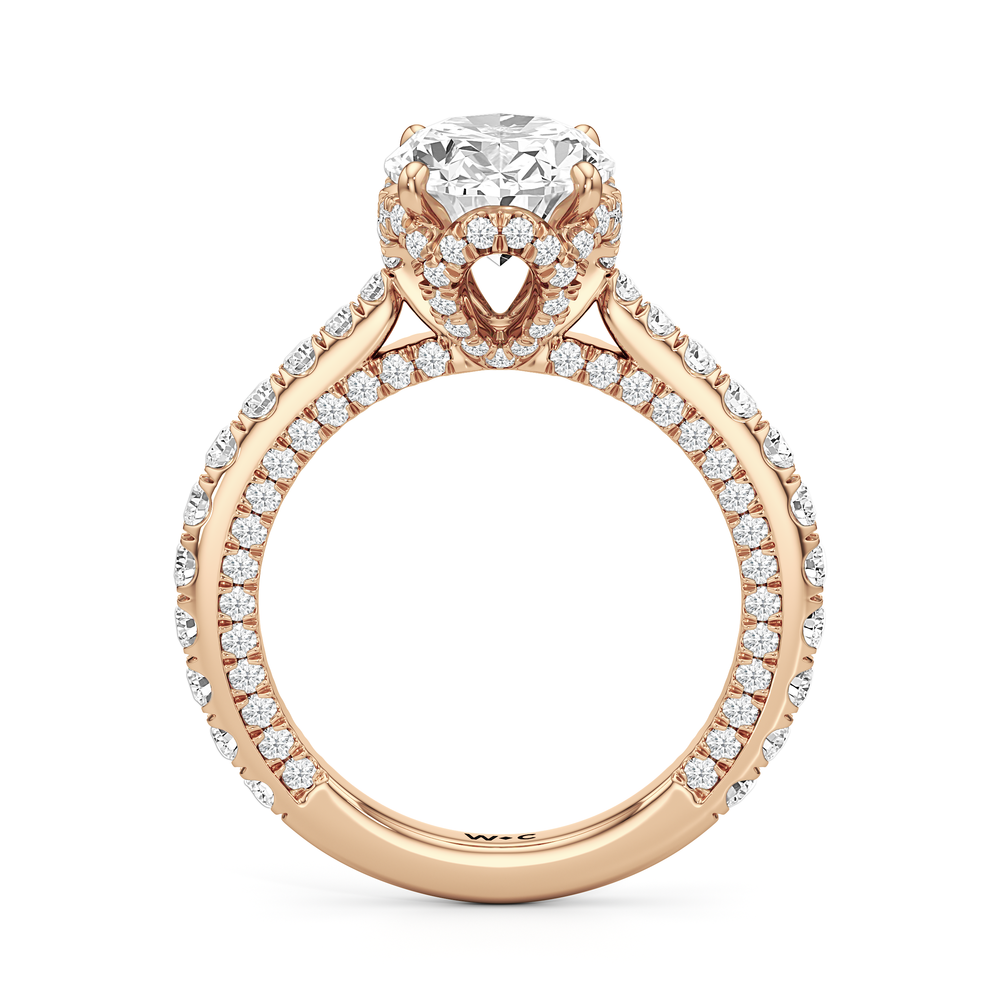 The Chrysler Pavé Ring with Oval Cut Diamond in 14KT Rose Gold view 2
