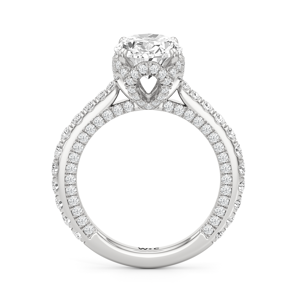 The Chrysler Pavé Ring with Oval Cut Diamond in 14KT Platinum view 3
