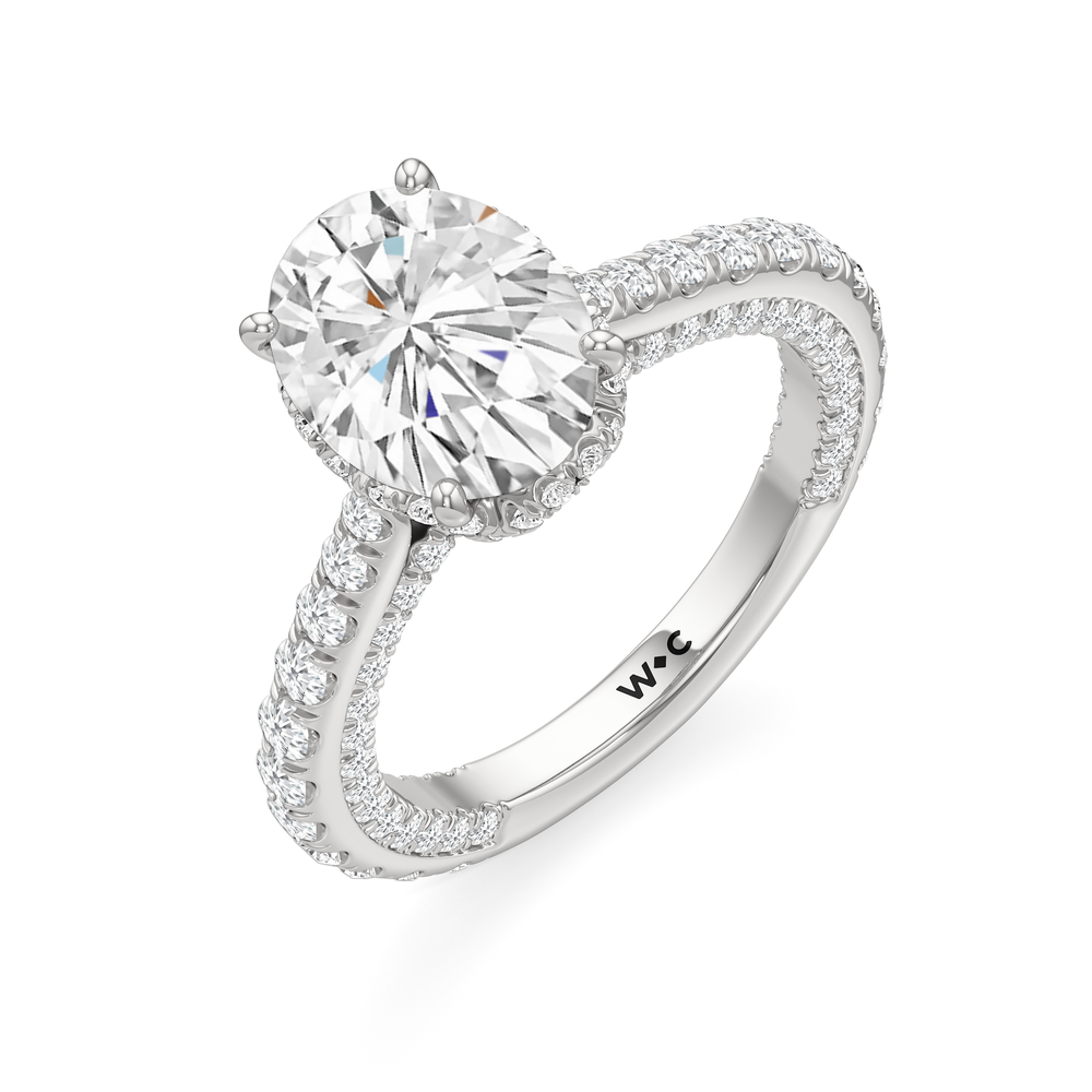 The Chrysler Pavé Ring with Oval Cut Diamond in 14KT Platinum view 3
